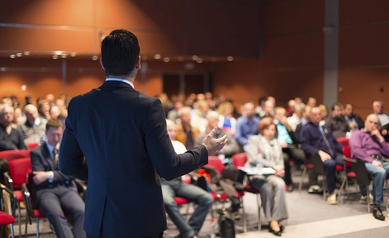 Speaker at Business Conference and Presentation. Audience at the conference hall.