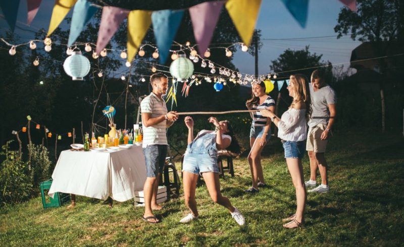 A group of youngsters are having a party outdoor